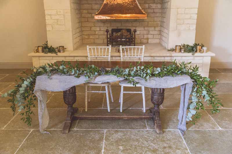 Blackwell Grange wedding top table ceremony garlands Passion for Flowers Florist