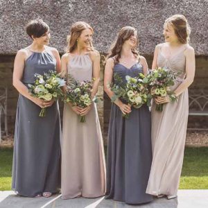 Bridesmaids dress charcoal grey vintage rose florals by Passion for Flowers