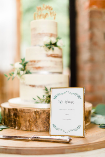 Brass frame wedding signs wedding cake flavours The Wedding of my Dreams