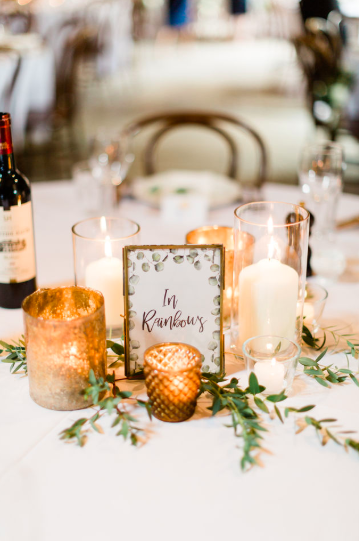 Gold bronze brass and glass wedding table styling ideas Passion for Flowers centrepieces
