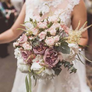 Bridal bouquets dusky pink roses texture astilbe eucalyptus hand tied Passion for Flowers