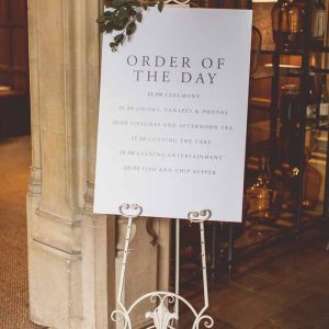 Order of the Day wedding signs