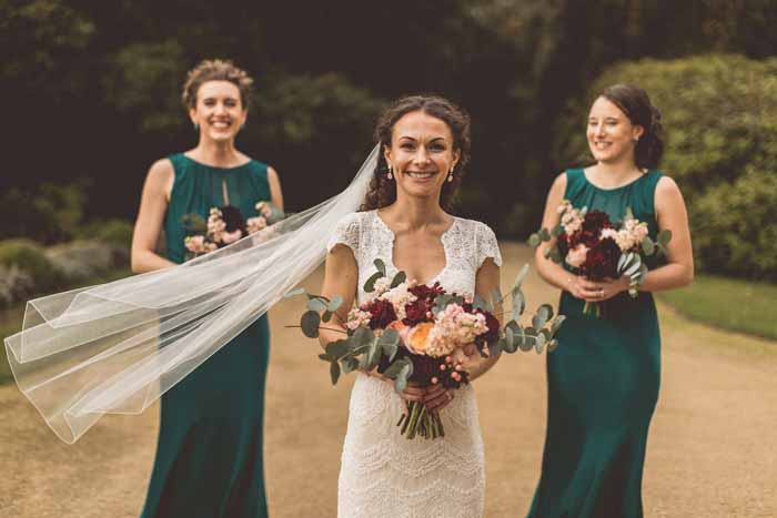 Peach deep red wedding colours autumn bouquets Passion for Flowers Hampton Manor