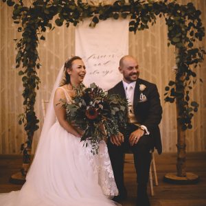 Ceremony backdrops foliage and linen signs Hampton Manor by Passion for Flowers