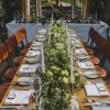 Long tables wedding flower garlands rustic barn wedding ideas