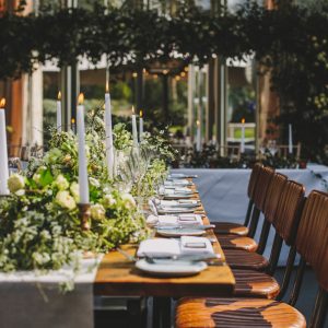 Long tables with floral garlands timeless wedding flowers Passion for Flowers