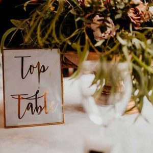 Brass frame table numbers top table wedding ideas