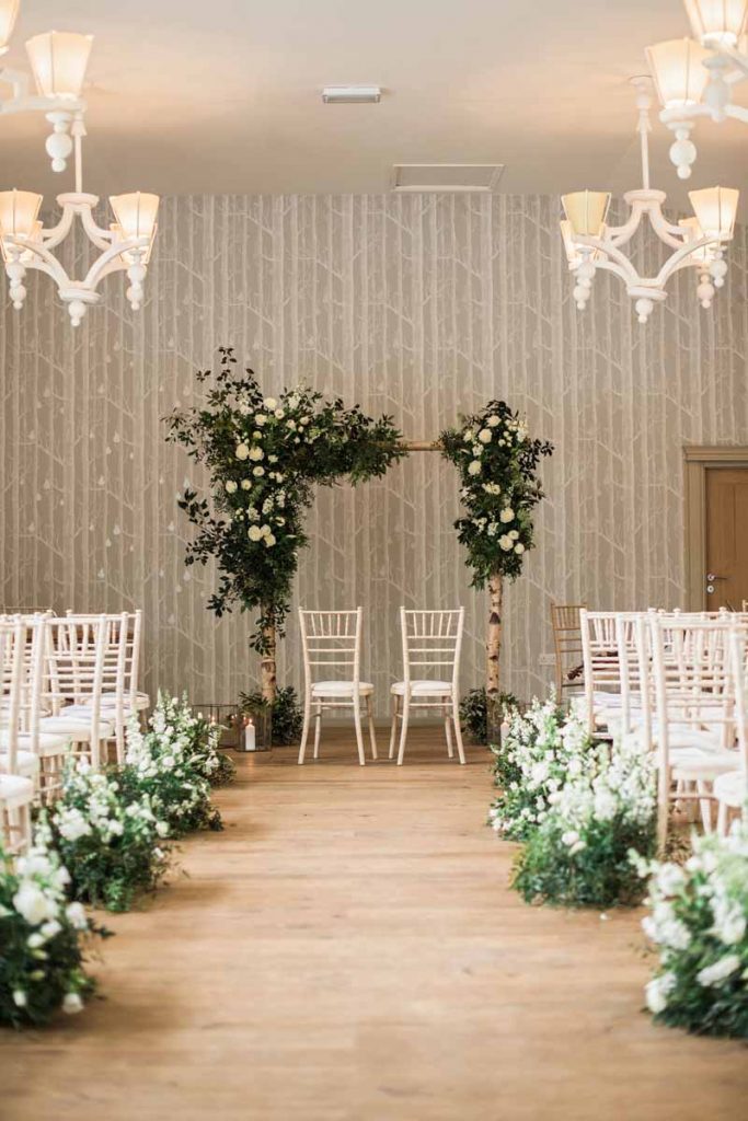 Ceremony arches birch poles asymmetric