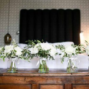 Elegant wedding bouquets white green Hamptpn Manor by Passion for Flowers