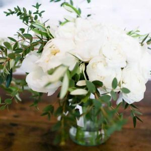 Elegant white green wedding bouquet