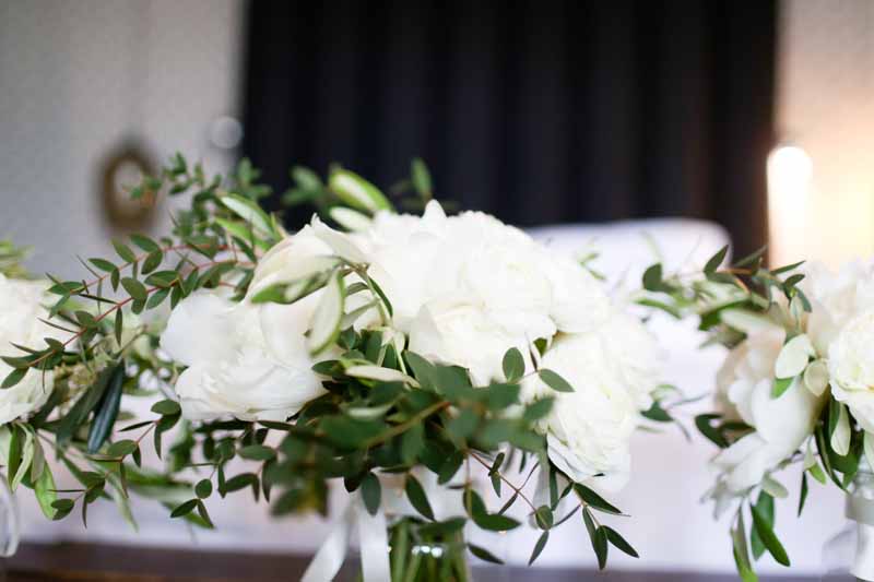 Elegant white green wedding bouquets