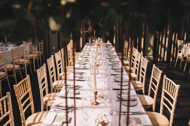 Hampton Manor wedding long tables candlesticks