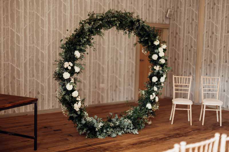 Floral Circle Backdrop wedding moongate Hampton Manor Passion for Flowers