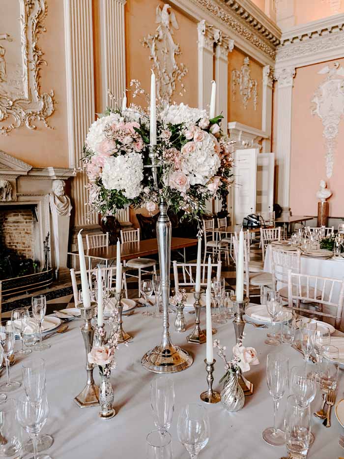 Ragley Hall Wedding florist Candelabra centrepieces Passion for Flowers
