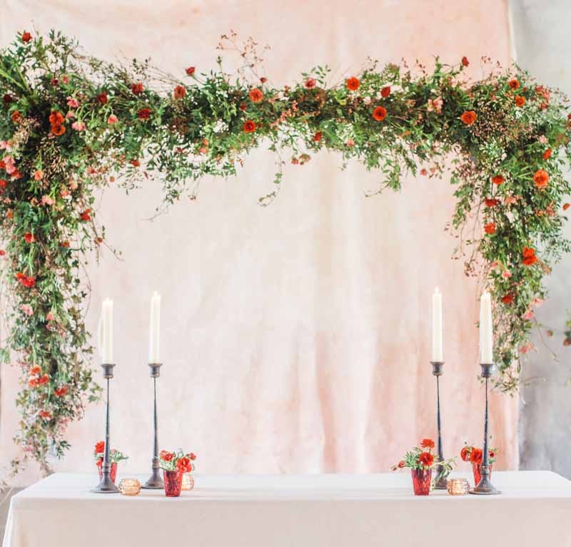 hanging wedding backdrop top table