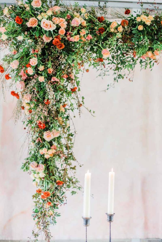 suspended hanging wedding flower arch floating