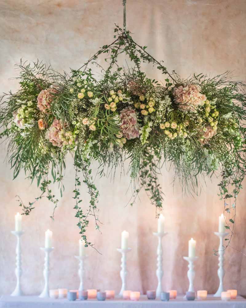 suspended floral ring chandelier