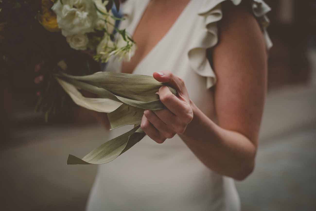 green ribbon wedding bouquets